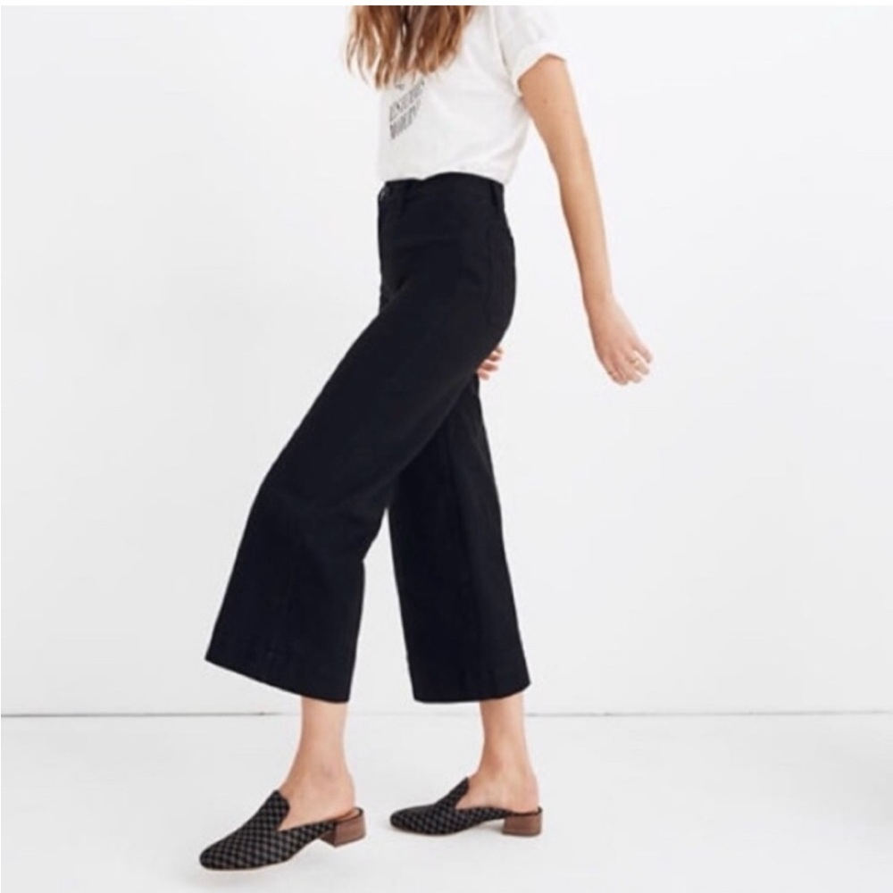 Madewell Black Emmett Wide Leg Crop jeans size 27